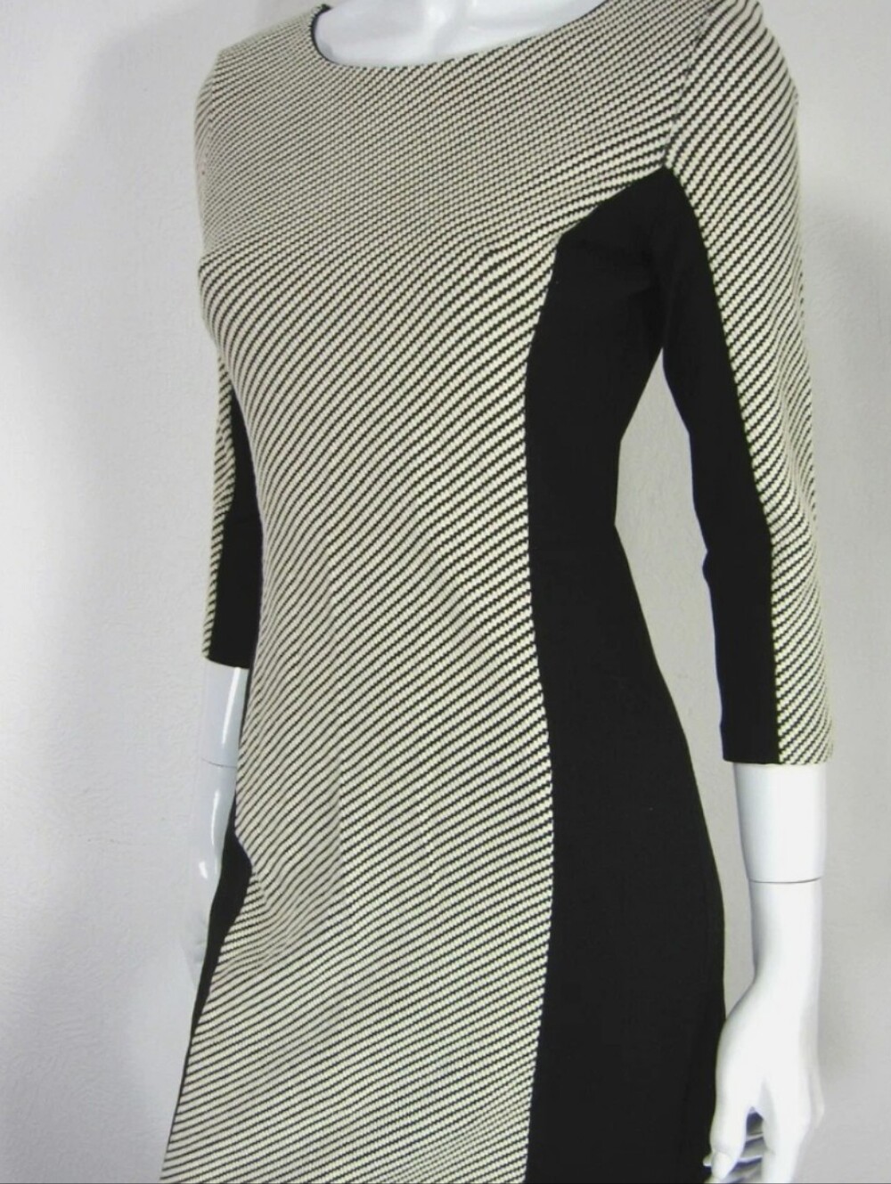 Banana Republic Black and Cream Diagonal Panel Sheath Dress